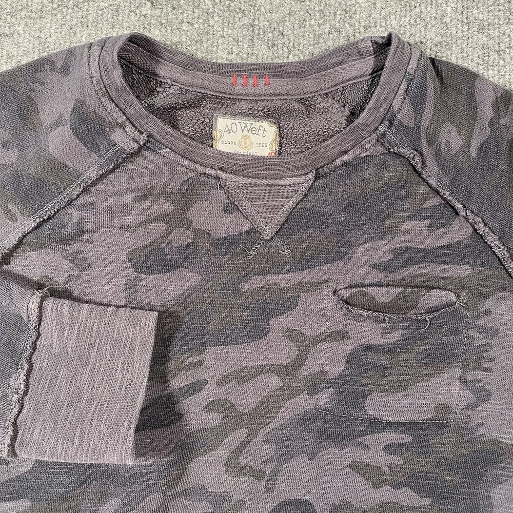 40Weft Camo Crew Neck Long Sleeve Pullover Sweatshirt Mens Small Designer